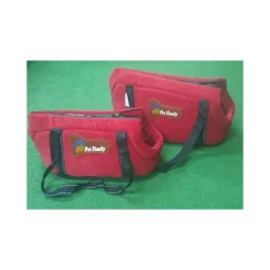 SET 2 PZ. ROSSO BORSE TRAVEL VELLUTINO TRASPORTINO CANE GATTO CRESCITA S M 38X22X22 - 44X27X26 PET FAMILY