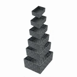SET 6 PZ SCATOLA IN TESSUTO ORGANIZER SCAFFALI PORTA OGGETTI GRIGIO SCURO 79068