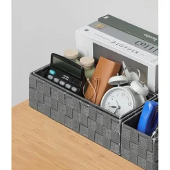 SET 6 PZ SCATOLA IN TESSUTO ORGANIZER SCAFFALI PORTA OGGETTI GRIGIO SCURO 79068