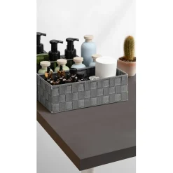 SET 6 PZ SCATOLA IN TESSUTO ORGANIZER SCAFFALI PORTA OGGETTI GRIGIO SCURO 79068