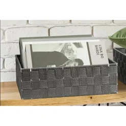 SET 6 PZ SCATOLA IN TESSUTO ORGANIZER SCAFFALI PORTA OGGETTI GRIGIO SCURO 79068