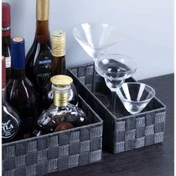 SET 6 PZ SCATOLA IN TESSUTO ORGANIZER SCAFFALI PORTA OGGETTI GRIGIO SCURO 79068