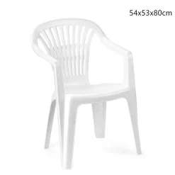 SET 6 PZ SEDIA BIANCA POLTRONA PLASTICA IMPILABILE CON BRACCIOLI 54X53X80 CM 862456