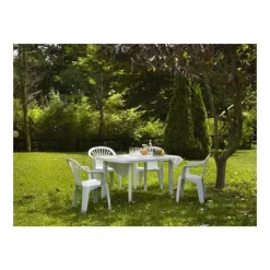 SET 6 PZ SEDIA BIANCA POLTRONA PLASTICA IMPILABILE CON BRACCIOLI 54X53X80 CM 862456