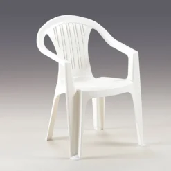 SET 2 PZ SEDIA RATAK SCHIENALE BASSO MONOBLOCCO BIANCA OPACA CON BRACCIOLI 021048