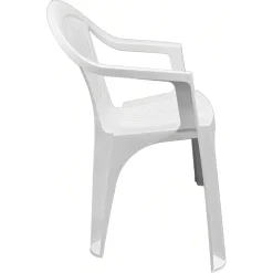 SET 2 PZ SEDIA RATAK SCHIENALE BASSO MONOBLOCCO BIANCA OPACA CON BRACCIOLI 021048