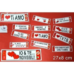 SET 2 PZ TARGA TARGHETTA ADESIVA IDEA REGALO SAN VALENTINO MOD. ASSORTITI 27X8CM