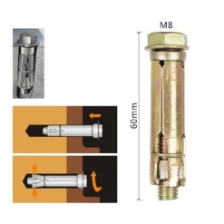 SET 2 PZ TASSELLI METALLICI TASSELLO BULLONI M8 X 60MM ACCESSORI MINUTERIA 91041