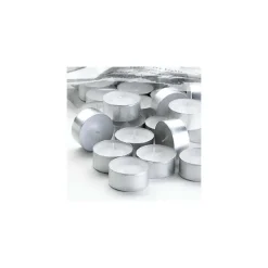 SET 50 PZ. TEALIGHT CANDELE TEA-LIGHT IN CERA BIANCA TONDE 575GR DURATA 4 ORE