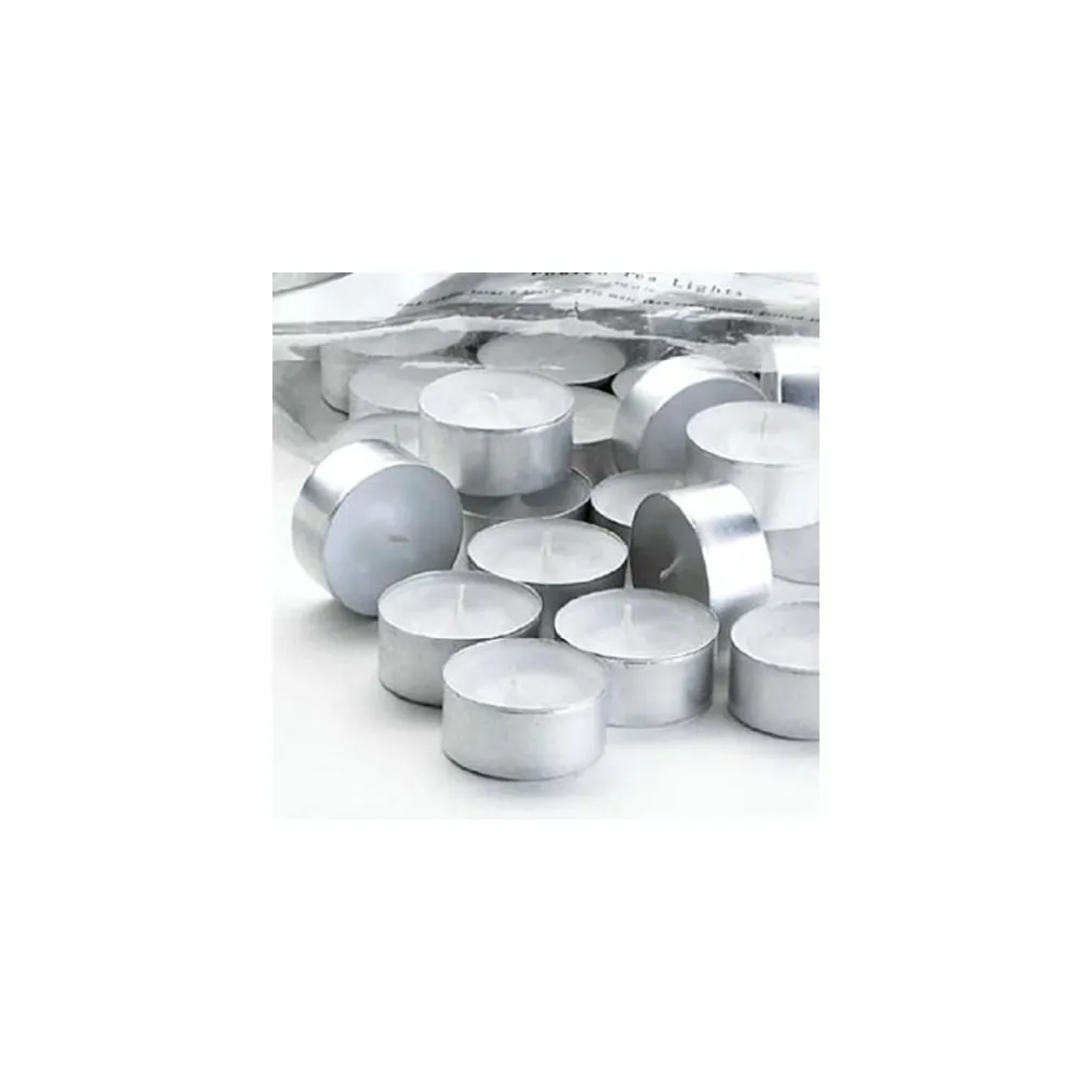 SET 50 PZ. TEALIGHT CANDELE TEA-LIGHT IN CERA BIANCA TONDE 575GR DURATA 4 ORE