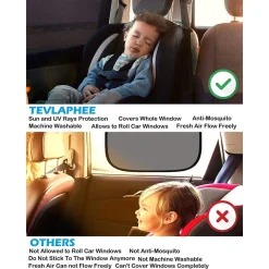 SET 2 PZ TENDINE PARASOLE AUTO BAMBINI UNIVERSALI FINESTRINI LATERALI TAGLIA L