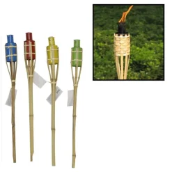 SET 12 PZ TORCIA IN BAMBÙ 60 CM COLORATE GIARDINO VIALETTI DECORAZIONE ESTERNA 016788