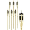 SET 6 PZ TORCIA IN BAMBÙ NATURALE 60 CM DA GIARDINO PER ESTERNI CON STOPPINO 011842