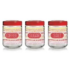 SET 3 PZ TRIS BARATTOLI DA CUCINA IN VETRO LOOK SALE ZUCCHERO CAFFÈ DA 800 CC