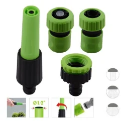 SET 4 PZ UGELLI TUBO LANCIA RACCORDI DA 1/2" CONNETTORE IRRIGARE GIARDINO 90015