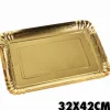 SET 5 PZ. VASSOI PORTA SOTTO TORTA 32x42CM ORO RETTANGOLARE PIATTO DOLCI CARTONE