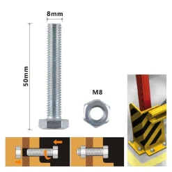 SET 3 PZ VITE VITI PER ESTERNO A TESTA ESAGONALI 8X50 MM CON DADI DADO M8 90922