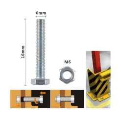 SET 10 PZ VITE VITI PER ESTERNO A TESTA ESAGONALI 6X16MM CON DADI DADO M6 90914