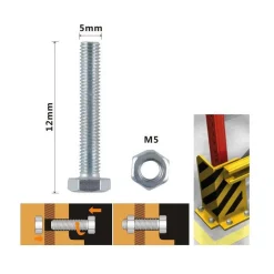 SET 14 PZ VITE VITI PER ESTERNO A TESTA ESAGONALI 5X12MM CON DADI DADO M5 90908