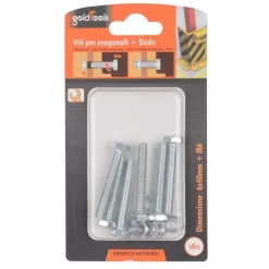 SET 6 PZ VITE VITI PER ESTERNO A TESTA ESAGONALI 6X40 MM CON DADI DADO M6 90917