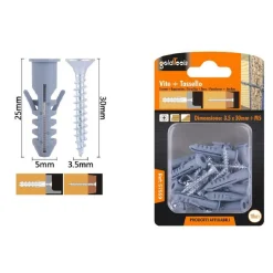 SET 18 PZ VITI VITE CROCE 3.5X30MM+TASSELLI CON ALETTE TASSELLO M5 FISCHER 57559