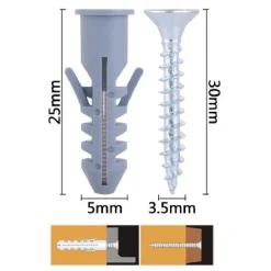 SET 18 PZ VITI VITE CROCE 3.5X30MM+TASSELLI CON ALETTE TASSELLO M5 FISCHER 57559
