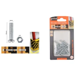 SET 19 PZ VITI VITE TESTA A CROCE TONDA 4X25MM CON DADI DADO ESAGONALE M4 90962