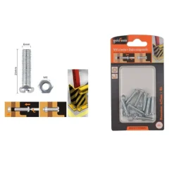 SET 8 PZ VITI VITE TESTA A CROCE TONDA 6X25MM CON DADI DADO ESAGONALE M6 90977