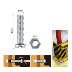 SET 3 PZ VITI VITE TESTA A CROCE TONDA 8 X 50MM CON DADI DADO ESAGONALE M8 90987