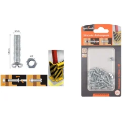 SET 21 PZ VITI VITE TESTA A CROCE TONDA 5X10 MM CON DADI DADO ESAGONALE M5 90965