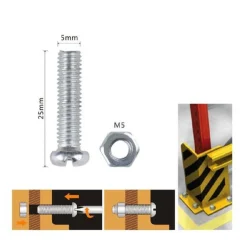 SET 12 PZ VITI VITE TESTA A CROCE TONDA 5X25MM CON DADI DADO ESAGONALE M5 90969