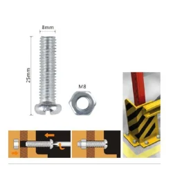 SET 4 PZ VITI VITE TESTA A CROCE TONDA 8X25MM CON DADI DADO ESAGONALE M8 90984