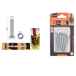 SET 6 PZ VITI VITE TESTA A CROCE TONDA 6 X 50MM CON DADI DADO ESAGONALE M6 90980
