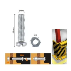 SET 6 PZ VITI VITE TESTA A CROCE TONDA 6 X 50MM CON DADI DADO ESAGONALE M6 90980