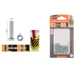 SET 35 PZ VITI VITE TESTA A CROCE TONDA 3X16 MM CON DADI DADO ESAGONALE M3 90953