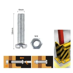 SET 24 PZ VITI VITE TESTA A CROCE TONDA 4X16 MM CON DADI DADO ESAGONALE M4 90960