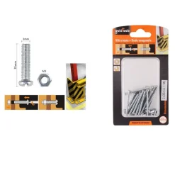 SET 21 PZ VITI VITE TESTA A CROCE TONDA 3X35 MM CON DADI DADO ESAGONALE M3 90957