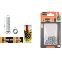 SET 29 PZ VITI VITE TESTA A CROCE TONDA 4X10 MM CON DADI DADO ESAGONALE M4 90958