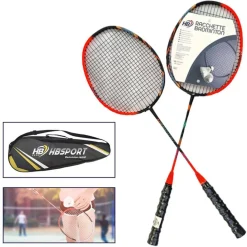 SET 2 RACCHETTE BADMINTON PROFESSIONALE MANICO ERGONOMICO CON BORSA CUSTODIA
