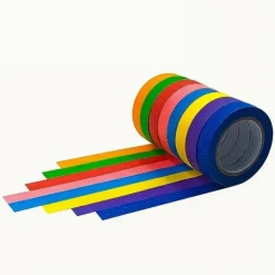 SET 6 ROTOLI NASTRO CARTA GOMMATA COLORATA 19MMX15MT ADESIVO PROTEZIONI PITTURA