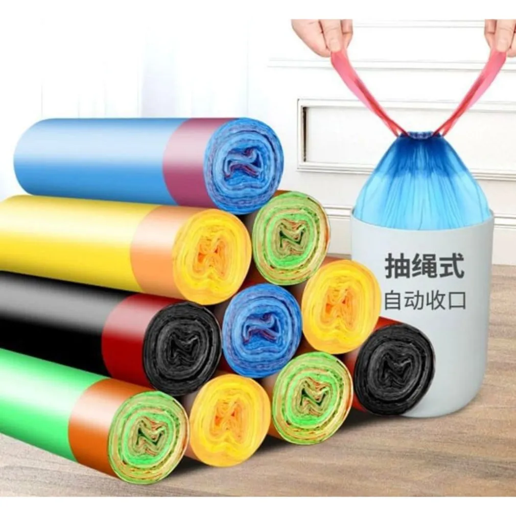 SET 5 ROTOLI 65PZ SACCO PER IMMONDIZIA CON COULISSE 45X50CM COLORATI CHIUSURA AUTOMATICA