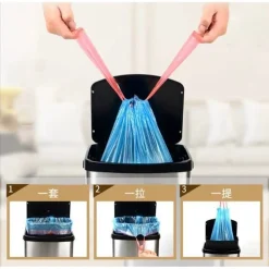 SET 5 ROTOLI 65PZ SACCO PER IMMONDIZIA CON COULISSE 45X50CM COLORATI CHIUSURA AUTOMATICA