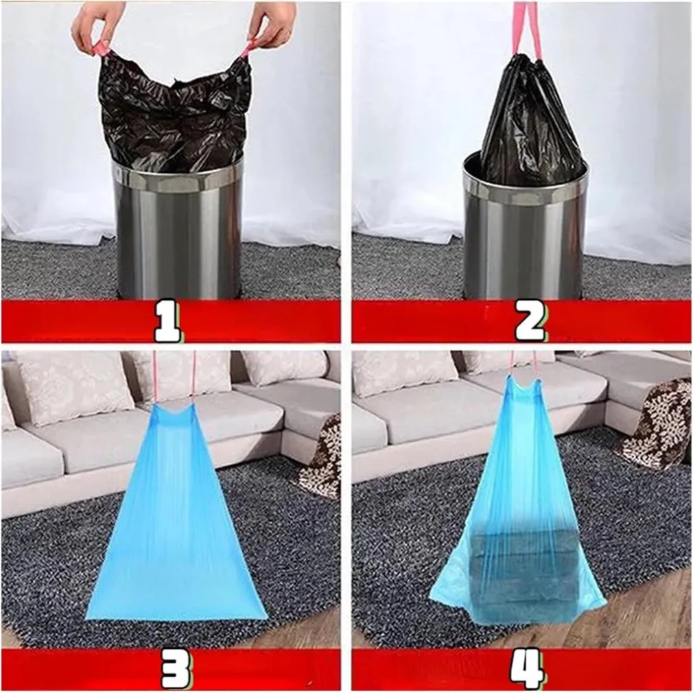 SET 5 ROTOLI 65PZ SACCO PER IMMONDIZIA CON COULISSE 45X50CM COLORATI CHIUSURA AUTOMATICA