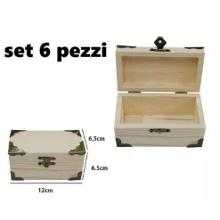 SET 6 SCATOLE BOX ASTUCCIO IN LEGNO DECOUPAGE PORTAGIOIE COFANETTO 53373A