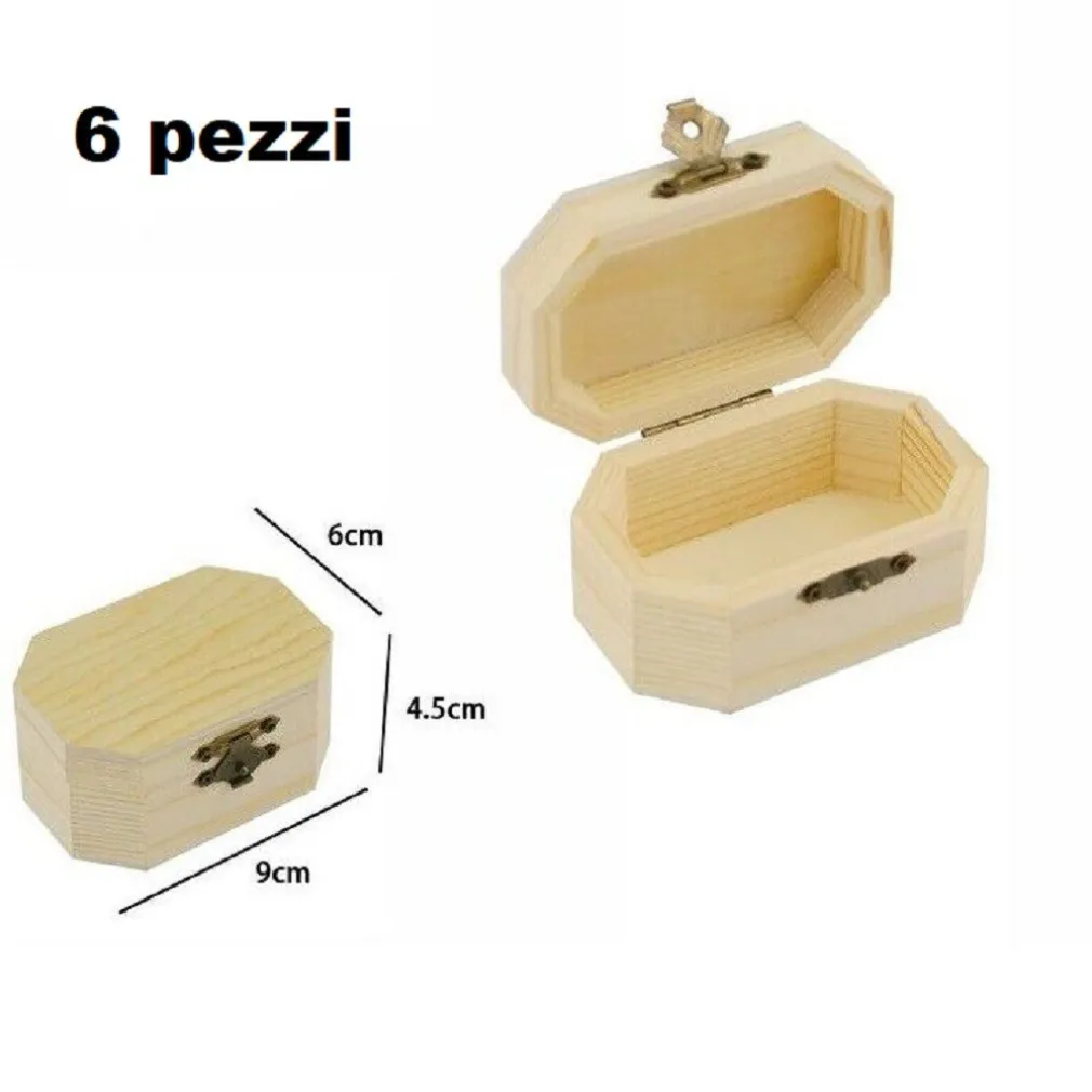 SET 6 SCATOLINE IN LEGNO PORTAGIOIE SCATOLA COFANETTO OTTAGONALI 74003A LY-10383
