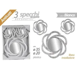 SET 3 SPECCHI DA PARETE DECORATIVI SPECCHIO LIBERA INSTALLAZIONE 20-35CM 836848