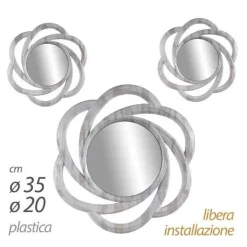 SET 3 SPECCHI DA PARETE DECORATIVI SPECCHIO LIBERA INSTALLAZIONE 20-35CM 836848