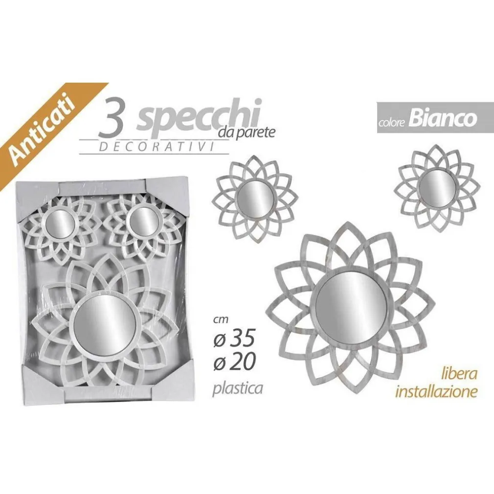 SET 3 SPECCHI PARETE DECORATIVI ANTICATI LIBERA INSTALLAZIONE GIRA 20-35CM 836909