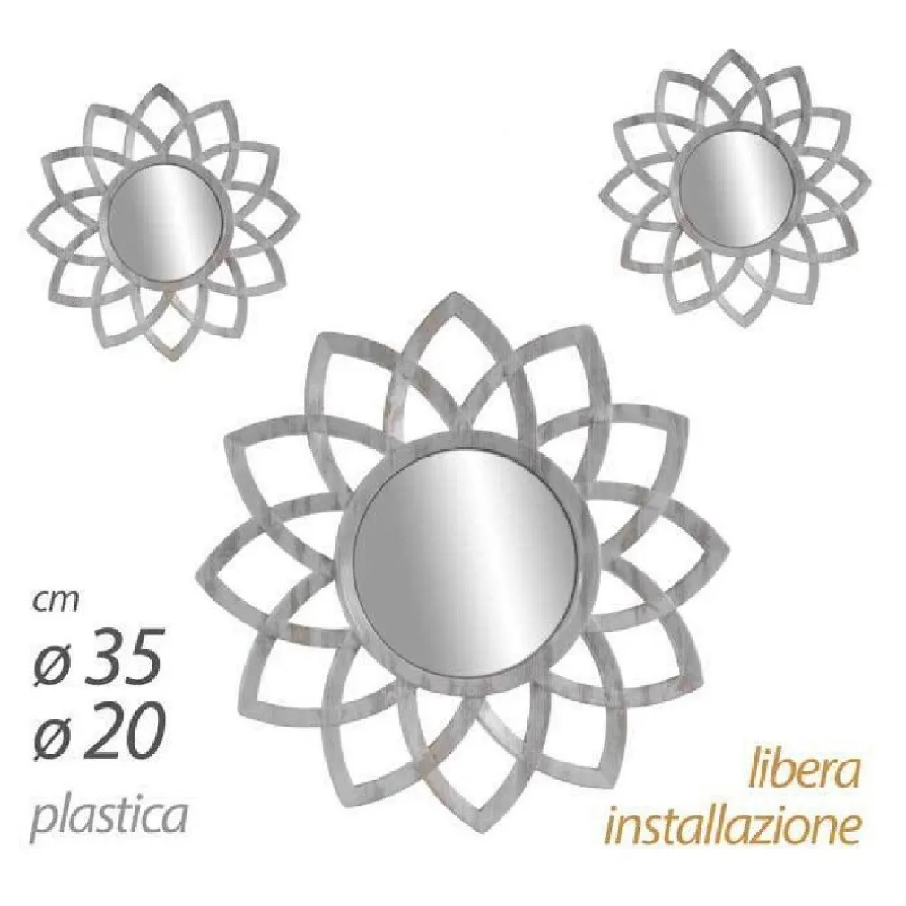 SET 3 SPECCHI PARETE DECORATIVI ANTICATI LIBERA INSTALLAZIONE GIRA 20-35CM 836909