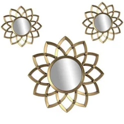 SET 3 SPECCHI PARETE DECORATIVI ORO ANTICATO LIBERA INSTALLAZIONE 25-35CM 836916